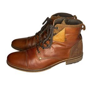 BULL BOXER Kelden Ankle Boots Hand Crafted Men's  US 13 Brown Leather Lace Up